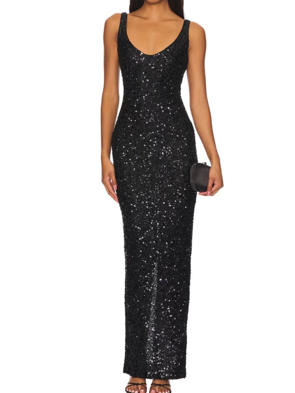 NBD Janhvi Maxi Dress in Black Sequin Sparkly Formal Summer Gown XS